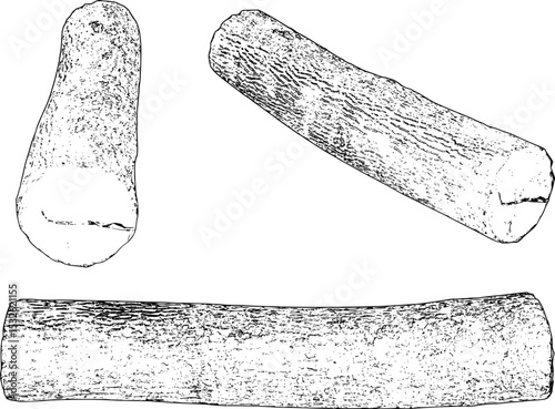 Wood log line art