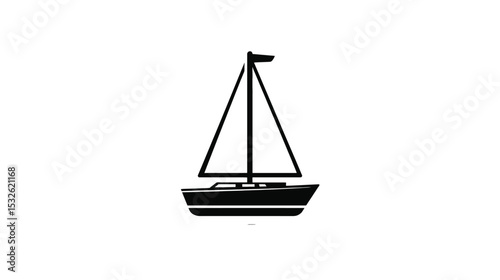 Sailboat Icon: Simple Black and White Yacht Illustration