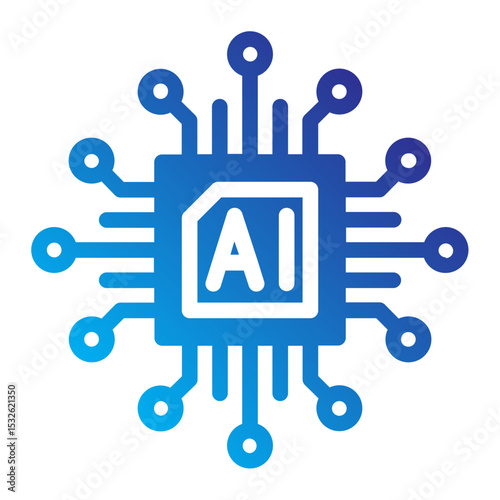 AI chip integrated with neural network structure, representing core artificial intelligence processing.