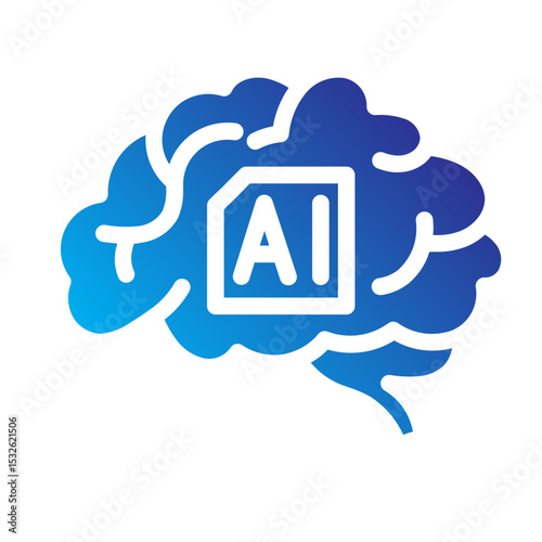 Brain with AI tag, representing artificial intelligence and deep learning processes.