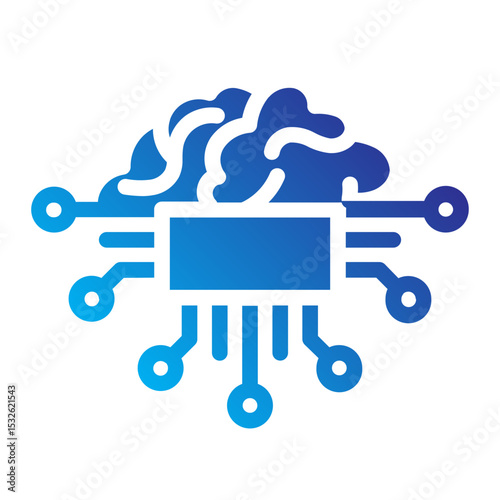 Brain connected to microchip, showing human-machine integration and AI-driven thought.