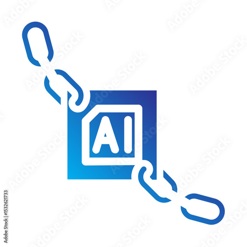 Blockchain link with AI tag, representing artificial intelligence in blockchain and crypto systems.