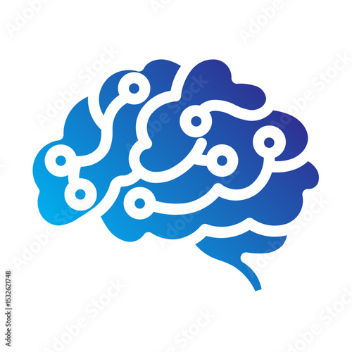 Artificial intelligence brain with network connection, symbolizing deep learning and neural maps.