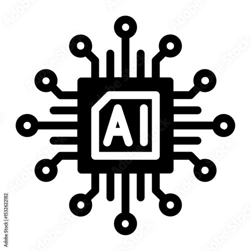 AI chip integrated with neural network structure, representing core artificial intelligence processing.