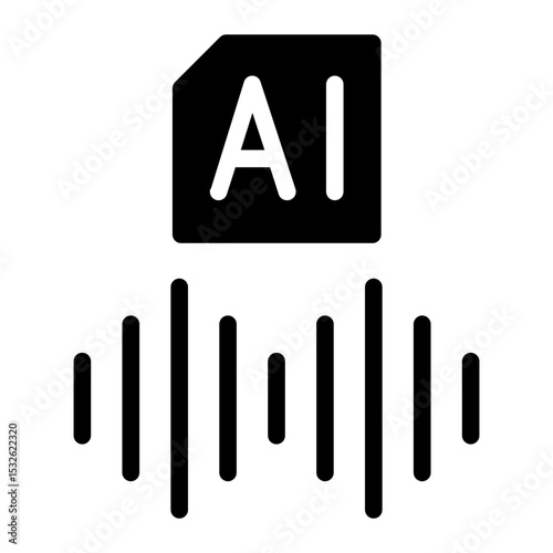 AI element emerging from vertical digital lines, symbolizing AI-generated content and voice processing.