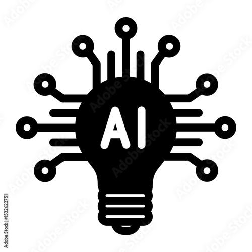 AI circuit forming a light bulb, signifying artificial intelligence as a source of innovation and ideas.