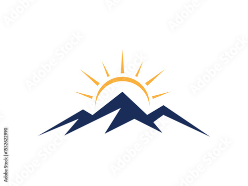 Mountain Logo with Sun Illustration