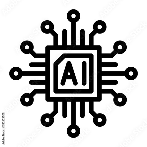 AI chip integrated with neural network structure, representing core artificial intelligence processing.