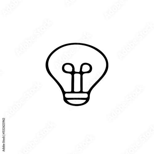 A simple black and white line drawing of a lightbulb with a visible filament and a white background space