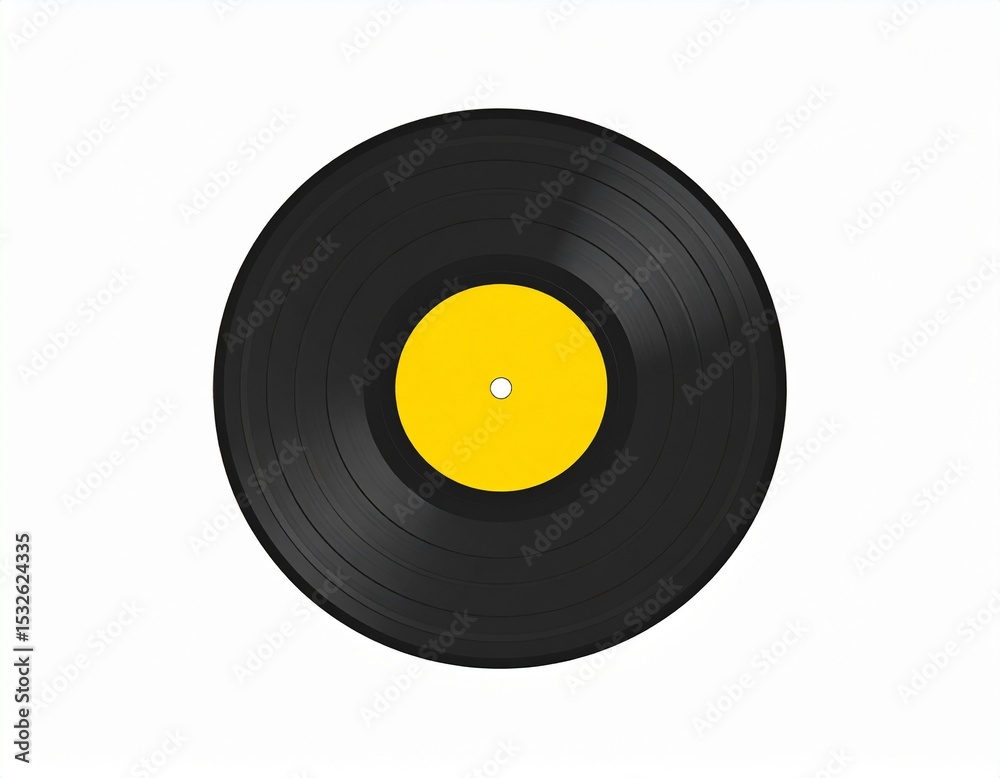 vinyl disc with yellow central label vinyl disc with yellow central label