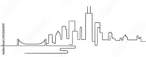 Simple line drawing of chicago skyline