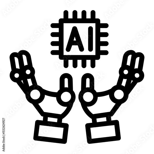 AI held by robotic hands, showcasing machine support in AI development.