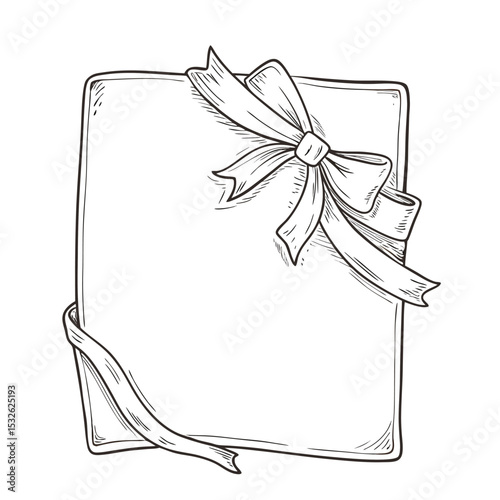 Elegant hand drawn bow and ribbon decoration with blank space for text or design