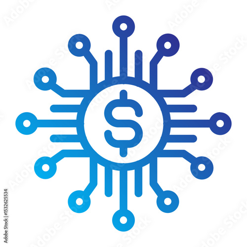 AI microchip with currency symbol, representing AI in financial technology or fintech applications.