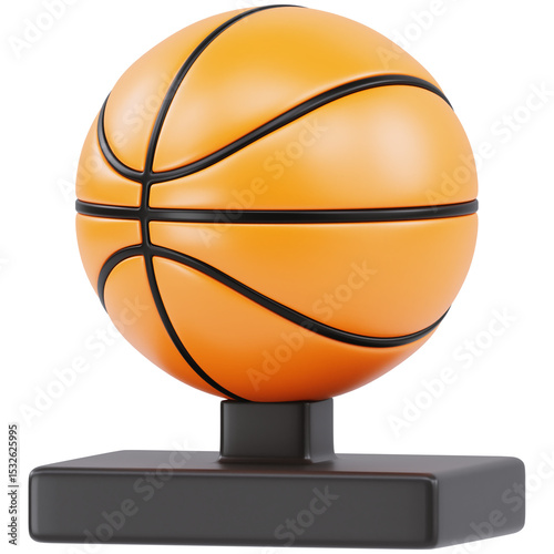 basketball ball 3d icon in cartoon plastic style minimal isolated on transparent white background, clipping path	