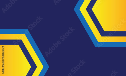 Modern abstract background featuring hexagonal yellow and blue elements on a dark navy base. Ideal for business, sports, or tech presentations with a bold and structured geometric layout.