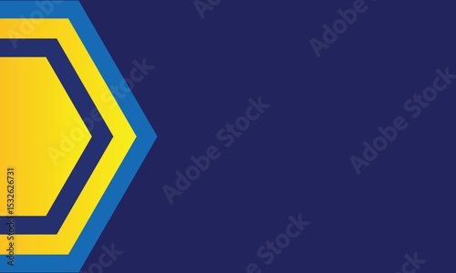 Dynamic abstract background with a bold hexagonal yellow and blue design on a dark navy backdrop. Perfect for modern presentations, business graphics, or technology-themed layouts.