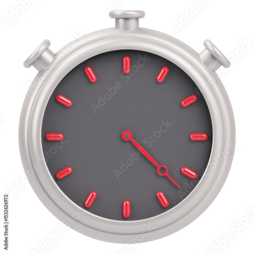 stopwatch 3d icon in cartoon plastic style minimal isolated on transparent white background, clipping path	