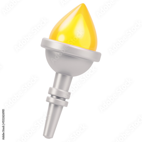 Olympic Torch 3d icon in cartoon plastic style minimal isolated on transparent white background, clipping path	
