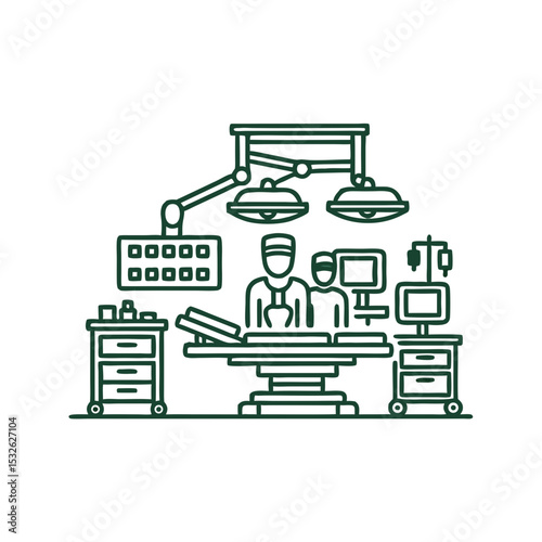 Medical illustration of surgeons preparing for operation in a hospital  