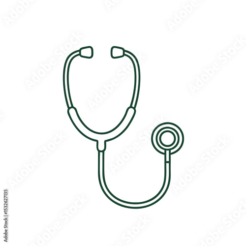 Stethoscope illustration in minimalist design with green outline  