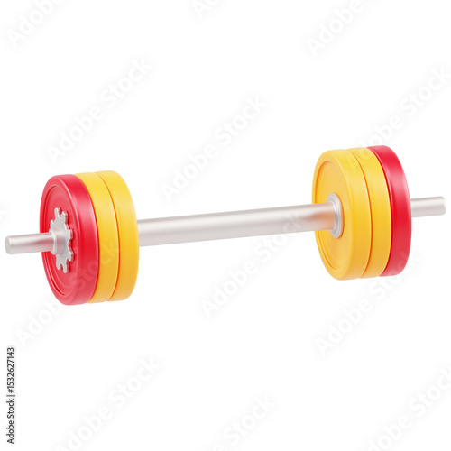 dumbbell 3d icon in cartoon plastic style minimal isolated on transparent white background, clipping path	