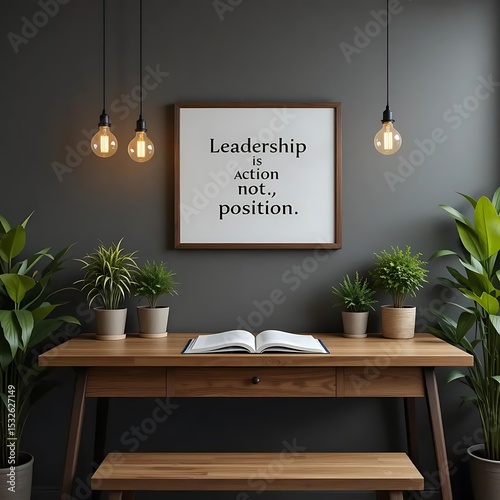 Motivational quote framed art print in a modern home setting