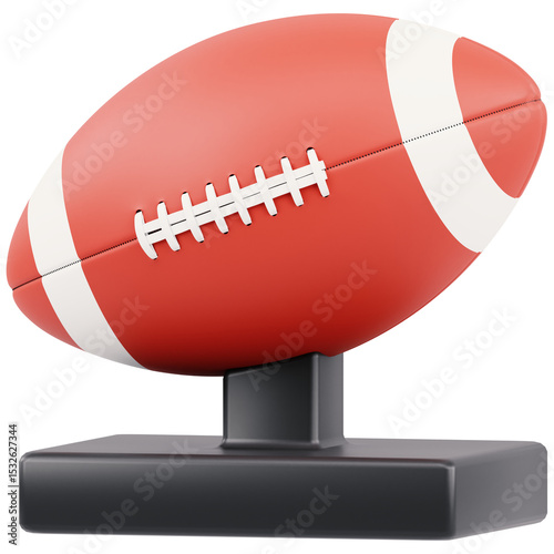 american football ball 3d icon in cartoon plastic style minimal isolated on transparent white background, clipping path	