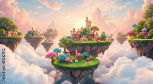 Dreamlike floating islands of color