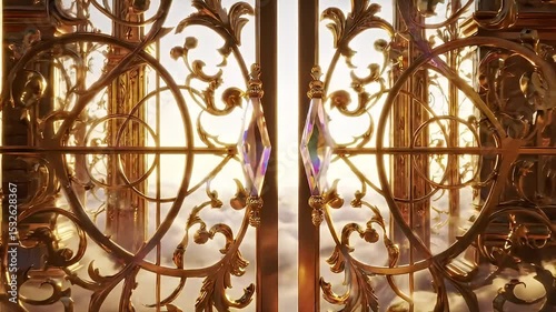 Decorative golden doors opening
