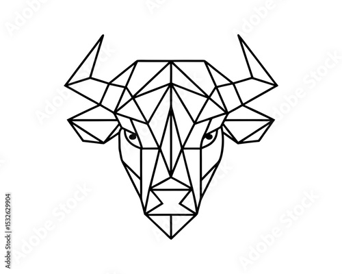 Geometric bull head low poly cow vector illustration