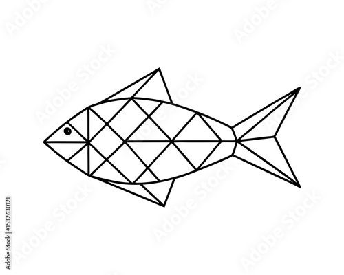 Geometric fish line art vector illustration