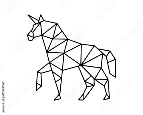Geometric unicorn vector illustration low poly horse design