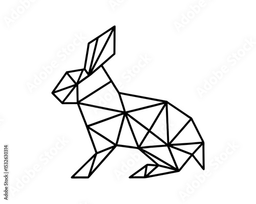Geometric rabbit low poly bunny vector illustration