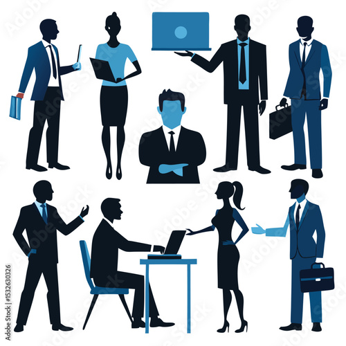 Business People Corporate Silhouettes Set