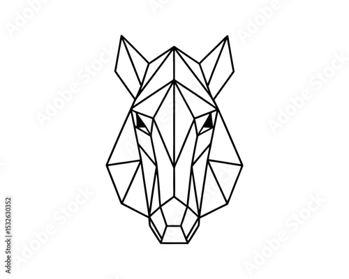 Geometric horse head low poly animal vector illustration