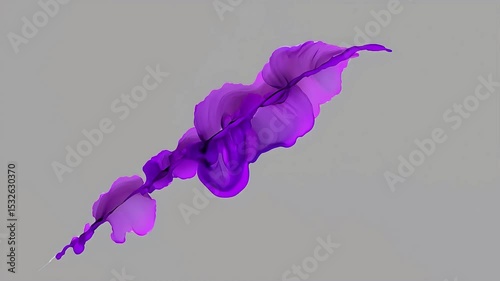 Fluid purple watercolor paint expanding in white space