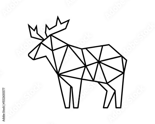 Geometric moose line art vector illustration