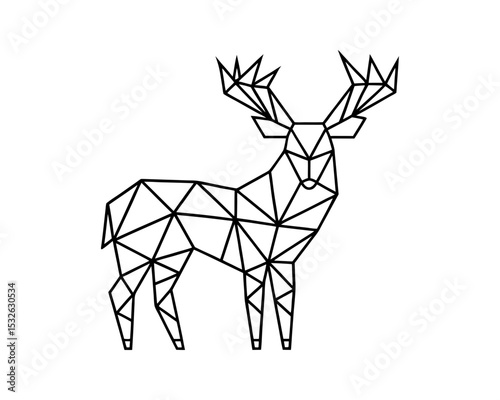 Geometric deer line art elegant low poly vector illustration