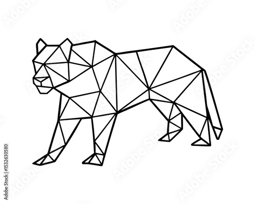 Geometric lioness vector illustration low poly animal design