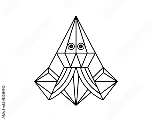 Geometric squid low poly vector illustration