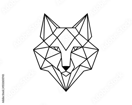 Geometric fox head low poly animal vector illustration