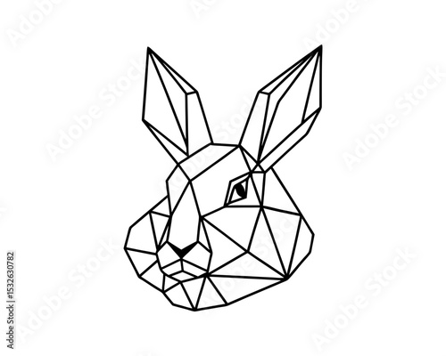 Geometric rabbit head low poly bunny vector illustration