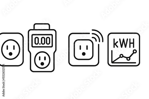 Smart home energy monitoring symbols on gradient background vector icon illustration