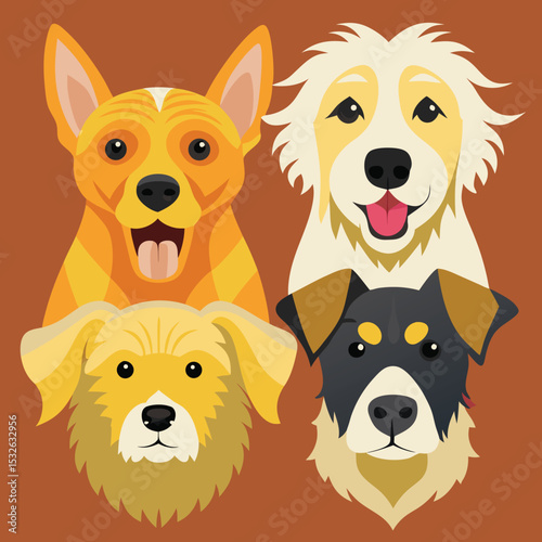 Dog Breed Head Collection Minimalist Portraits