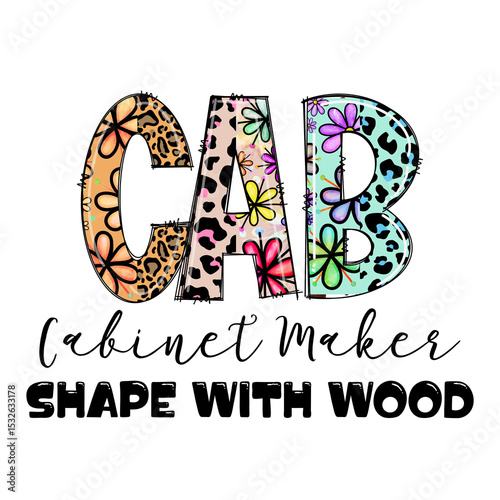 Colorful CAB Cabinet Maker Shape With Wood Design