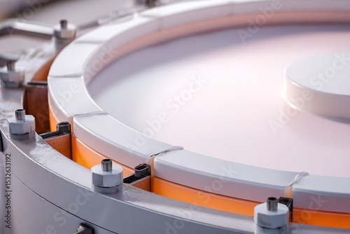 Detailed view of advanced manufacturing machinery highlighting precision components and processing design