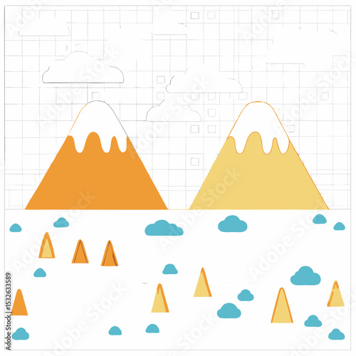 Pyramids Floating Above Desert Mountains at Sunset