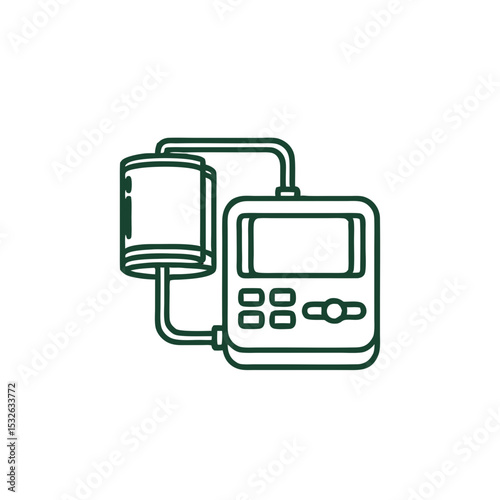 Blood pressure monitor with cuff and display in modern design  