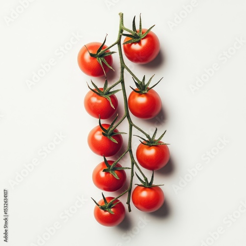 Tomato Vine: A vibrant sprig of ripe, red tomatoes, radiating freshness and the essence of a farm-to-table delight, offering a visual feast for culinary enthusiasts.